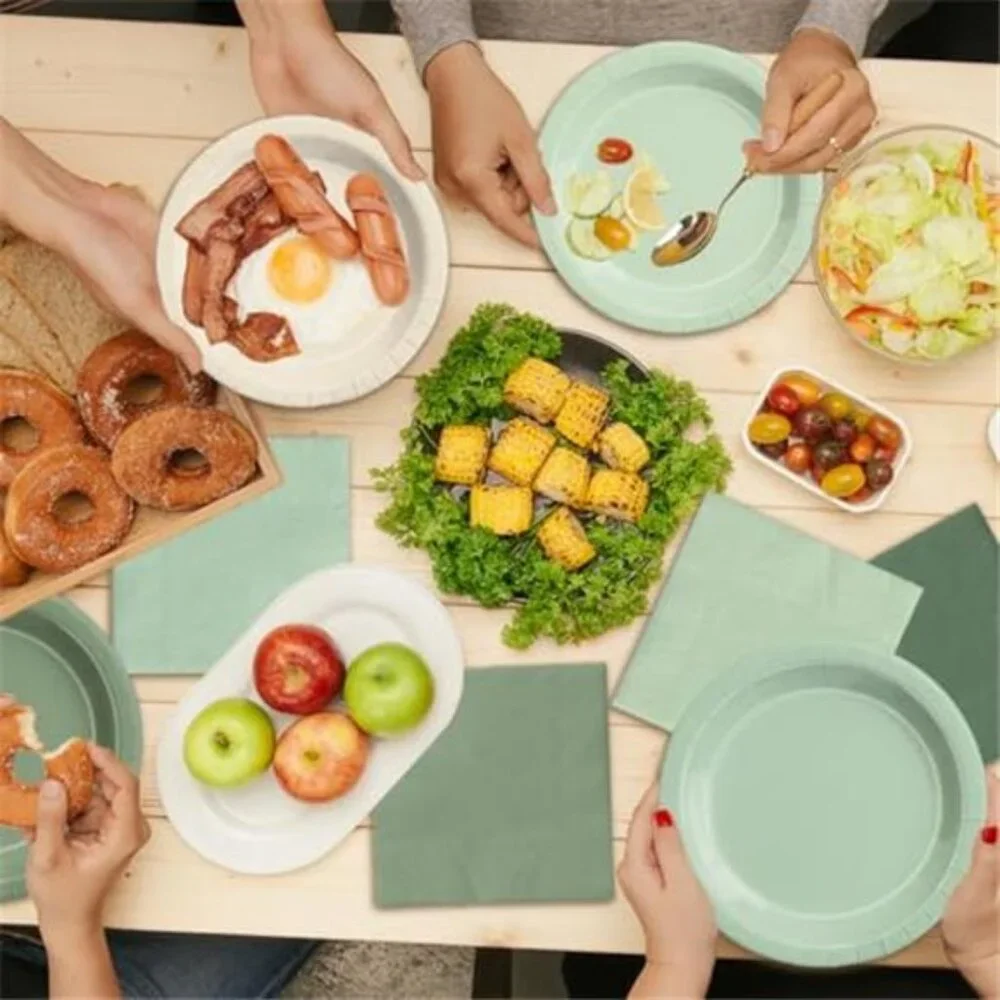 Sage Green Party Supplies 60pcs Plates and Napkins Baby Shower Birthday Wedding